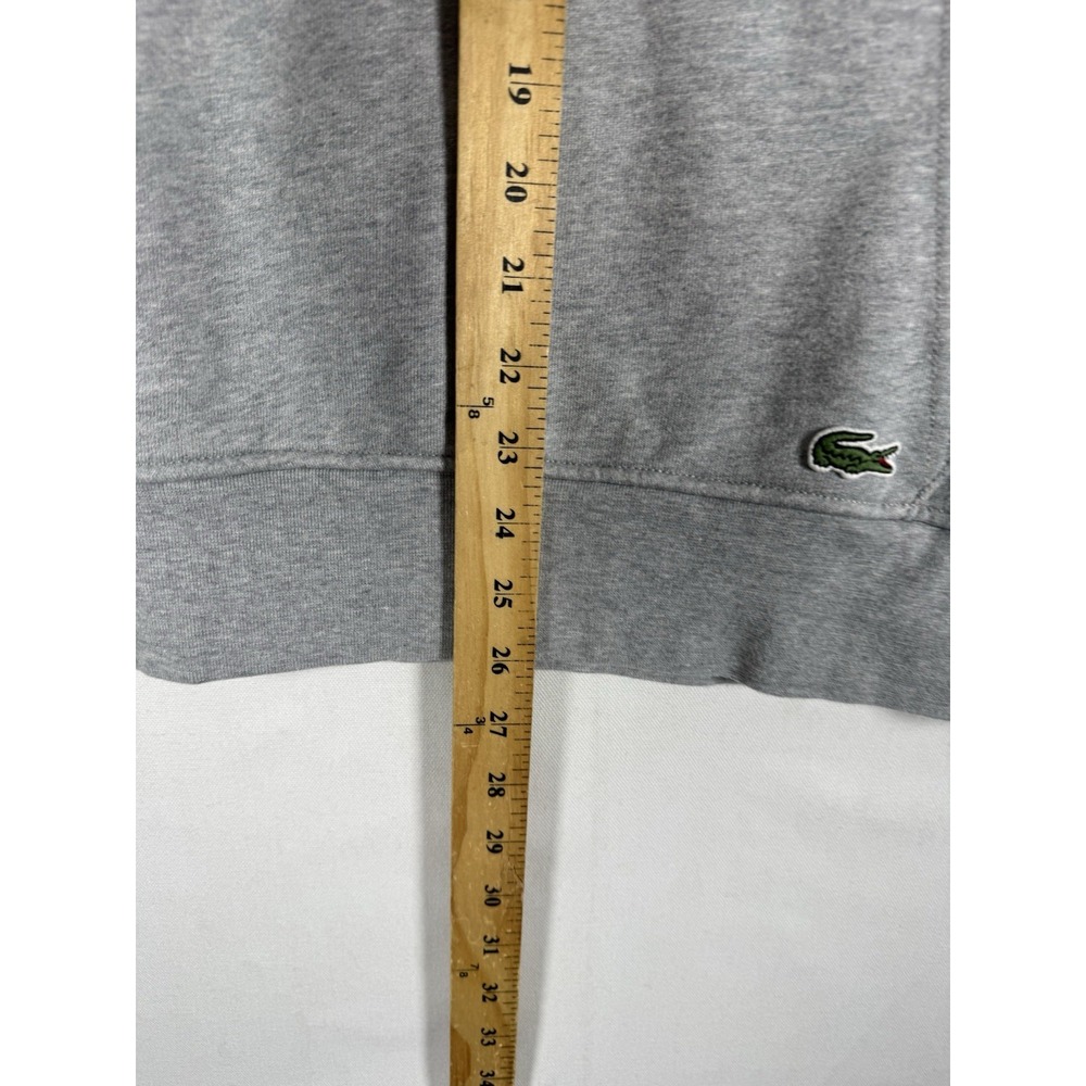 Lacoste Hoodie Men's Large Gray Signature Cotton Fleece Sweatshirt Thermal Hood - Picture 5 of 7